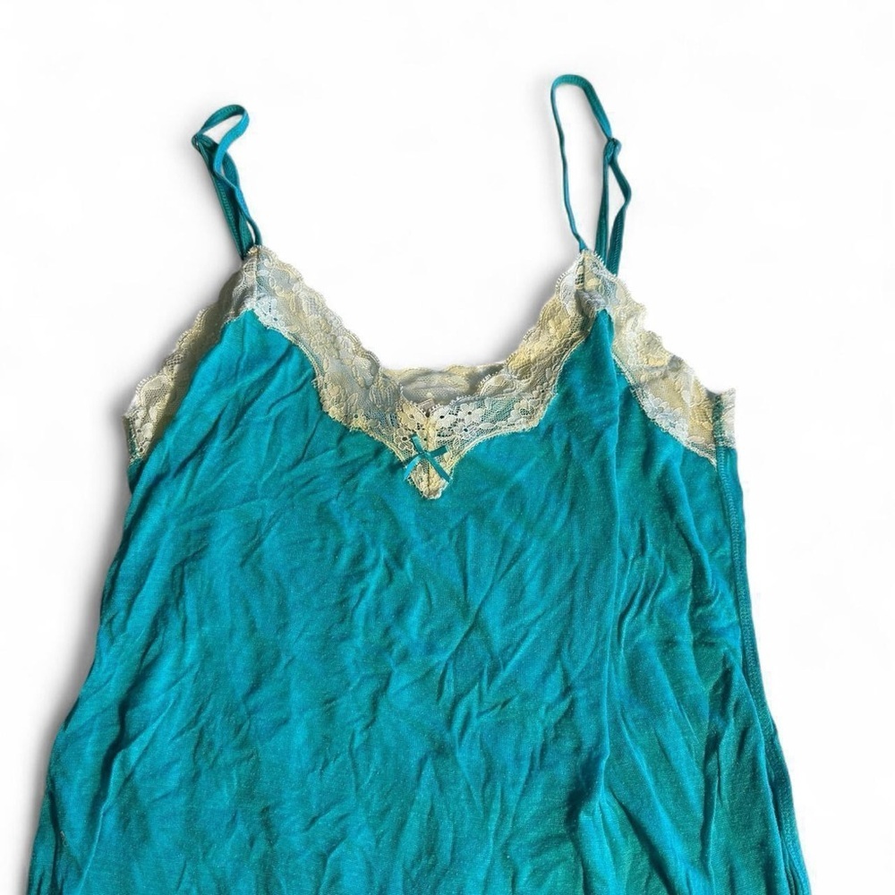 Victoria's Secret Teal Chemise with Cream Lace - Picture 4 of 7